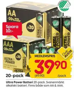 Rusta Ultra Power Batteri, Medlemspris erbjuda