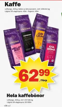 Pekås Hela kaffebönor erbjuda