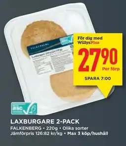 Willys LAXBURGARE 2-PACK, Medlemspris erbjuda