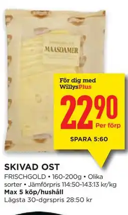 Willys SKIVAD OST, Medlemspris erbjuda