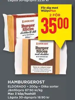 Willys HAMBURGEROST, Medlemspris erbjuda