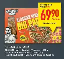 Willys KEBAB BIG PACK, Medlemspris erbjuda