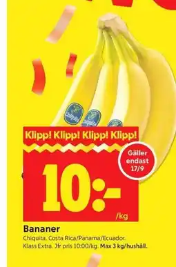 ICA Kvantum Bananer erbjuda