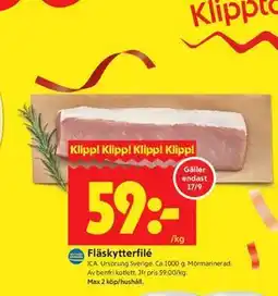 ICA Kvantum Fläskytterfilé erbjuda