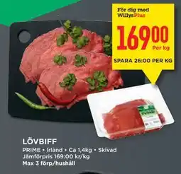 Willys LÖVBIFF, Medlemspris erbjuda
