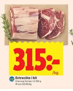 ICA Kvantum Entrecôte i bit erbjuda