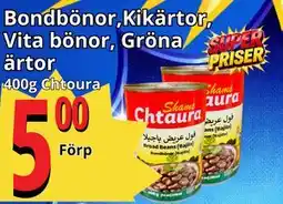 Supergrossen Bondbönor,Kikärtor, Vita bönor, Gröna ärtor erbjuda