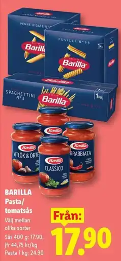 Lidl Barilla Pasta/tomatsås erbjuda
