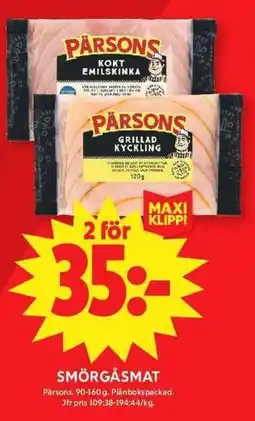 ICA Maxi Pärsons smörgåsmat erbjuda