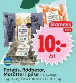 ICA Supermarket ICA Potatis, Rödbetor, Morötter erbjuda