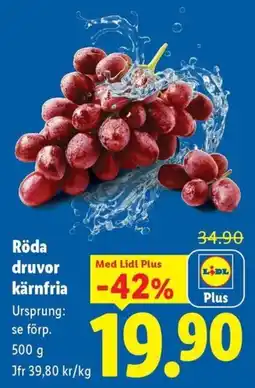 Lidl Röda druvor kärnfria erbjuda