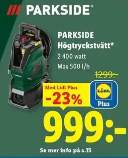 Lidl Parkside högtryckstvätt erbjuda