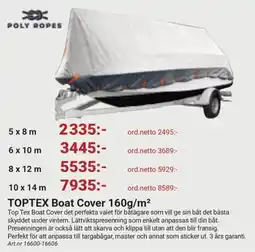 Erlandsons Brygga Poly Ropes Top Tex Boat Cover erbjuda