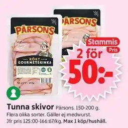 ICA Supermarket Pärsons tunna skivor erbjuda