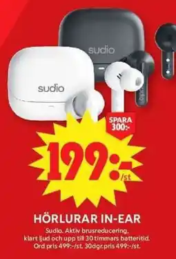 ICA Maxi Sudio hörlurar in-ear erbjuda