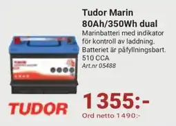 Erlandsons Brygga Tudor marin 80ah 350wh dual erbjuda