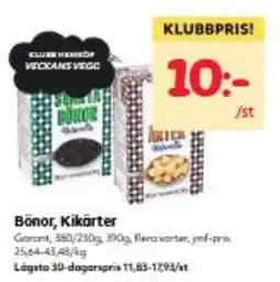 Hemköp Bönor, Kikärter erbjuda