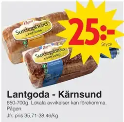 Matöppet Pågen Lantgoda - Kärnsund erbjuda