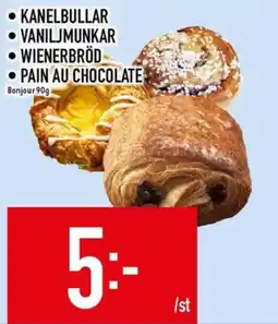 Matdax Bonjour kanelbullar vaniljmunkar wienerbrød pain au chocolate erbjuda