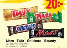 Matöppet Mars - Twix - Snickers - Bounty erbjuda