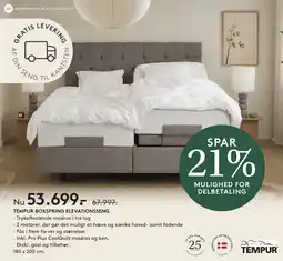 Seng Tempur boxspring elevationsseng erbjuda