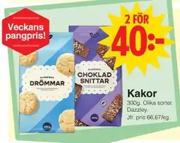Matöppet Kakor erbjuda
