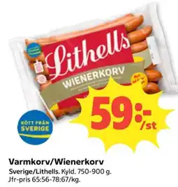 Coop Lithells varmkorv/wienerkorv erbjuda