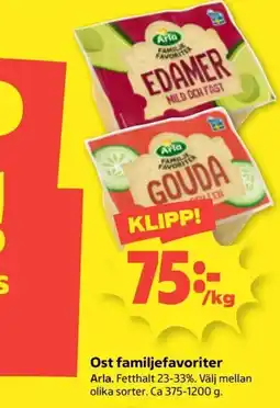 Coop Arla ost familjefavoriter erbjuda