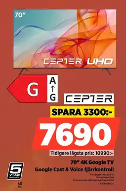 Power Cepter 70" 4k google tv erbjuda