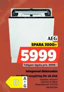 Power Aeg integrerad diskmaskin erbjuda