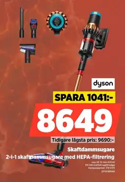 Power Dyson skaftdammsugare 2-i-1 skaftdammsugare med hepa-filtrering erbjuda