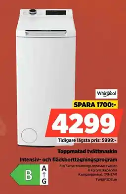 Power Whirlpool toppmatad tvättmaskin erbjuda