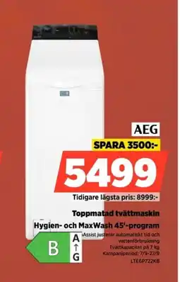 Power Aeg toppmatad tvättmaskin erbjuda