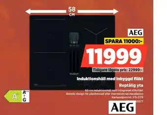 Power Aeg induktionshäll med inbyggd fläkt erbjuda