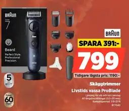 Power Braun skäggttrimmer livstids vassa problade erbjuda