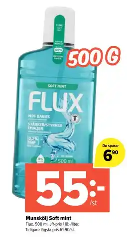 Coop Extra Flux munskölj soft mint erbjuda