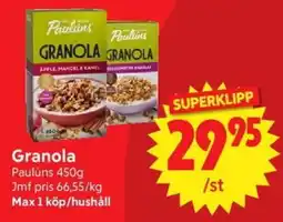 Nya Pulsen Paulüns granola erbjuda