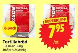Nya Pulsen Ica basic tortillabröd erbjuda