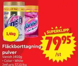 Nya Pulsen Vanish fläckborttagning pulver erbjuda