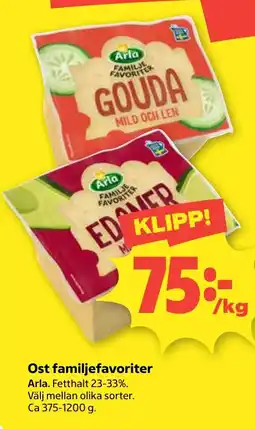 Coop Nära Arla ost familjefavoriter erbjuda