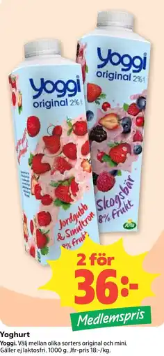 Coop Nära Yoggi yoghurt erbjuda