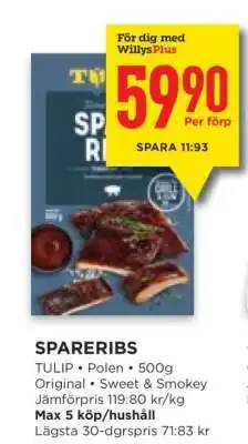 Willys Spareribs erbjuda