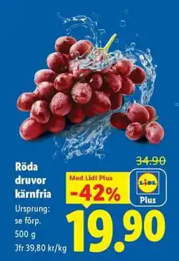 Lidl Röda druvor kärnfria erbjuda