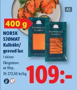 Lidl NORSK SJØMAT Kallrökt/gravd lax erbjuda