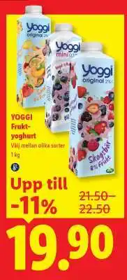 Lidl Yoggi fruktyoghurt erbjuda