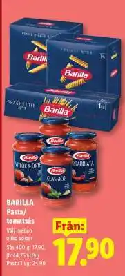 Lidl BARILLA Pasta/tomatsås erbjuda