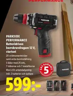Lidl PARKSIDE PERFORMANCE Batteridriven borrskruvdragare 12 V, startset erbjuda