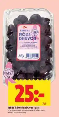 ICA Supermarket RÖDA KÄRNFRIA DRUVOR I ASK erbjuda