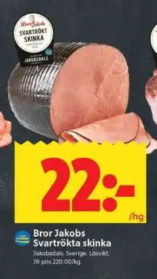 ICA Supermarket Bror Jakobs svartrökta skinka erbjuda