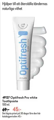Oriflame Optifresh Pro white Toothpaste erbjuda